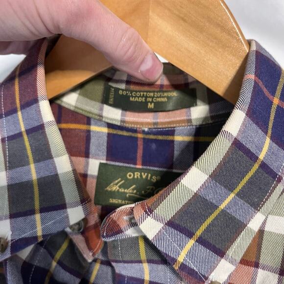 Orvis Signature Collection flannel button down shirt multicolor plaid medium - Picture 3 of 7